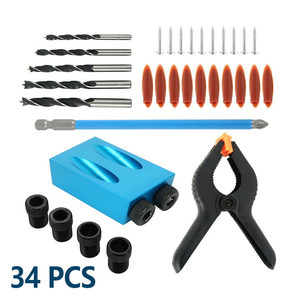 Pocket Hole Locator Jig Kit 15 Degree With Quick Clamp Wood Working Tool 